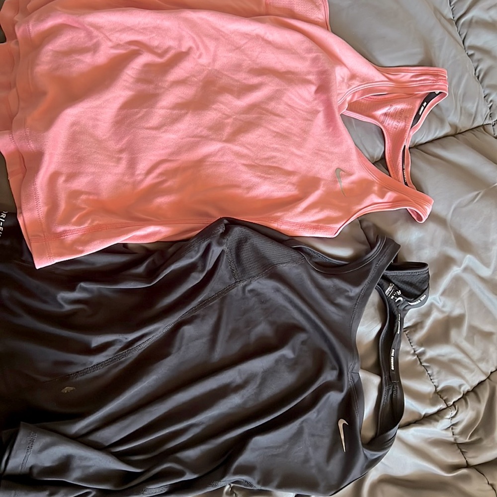 Women Nike black tank top, women Nike pink tank top